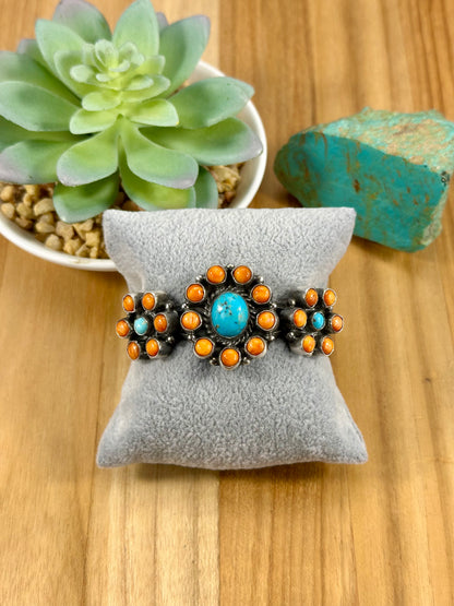 Kingman Turquoise and Spiny Cluster Sterling Cuff