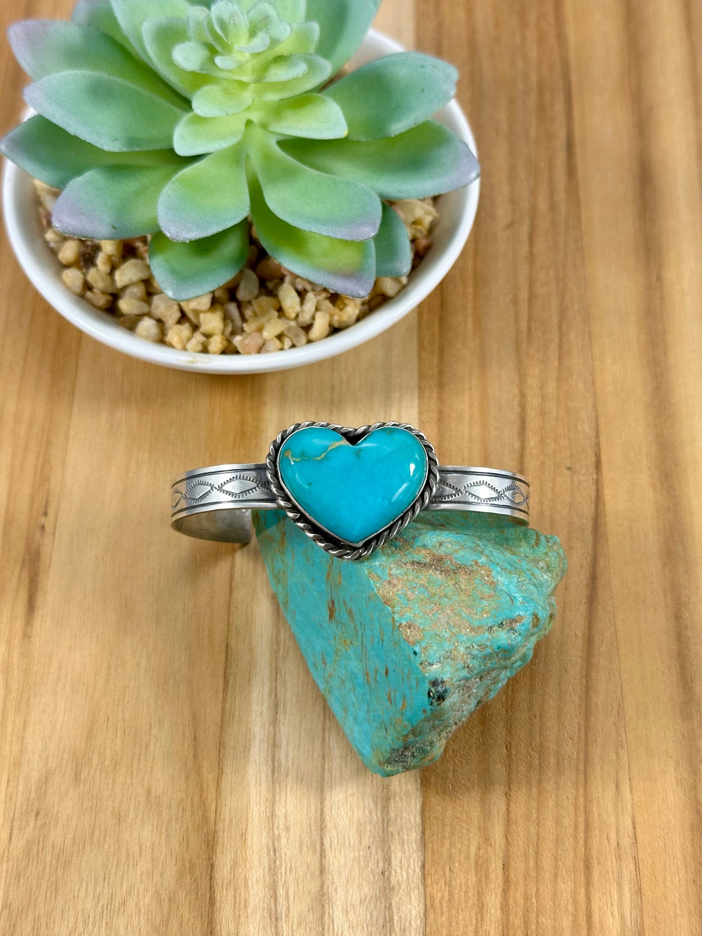 Kingman Heart Single Stone Cuff