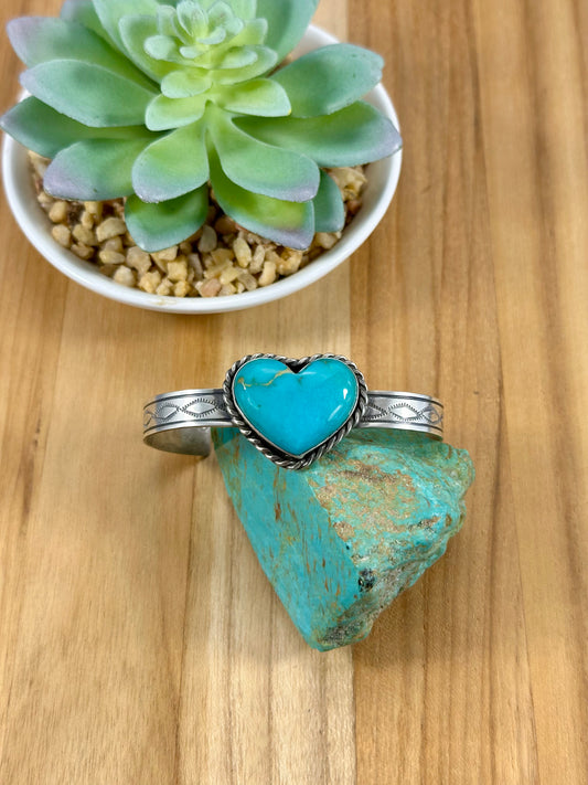 Kingman Heart Single Stone Cuff