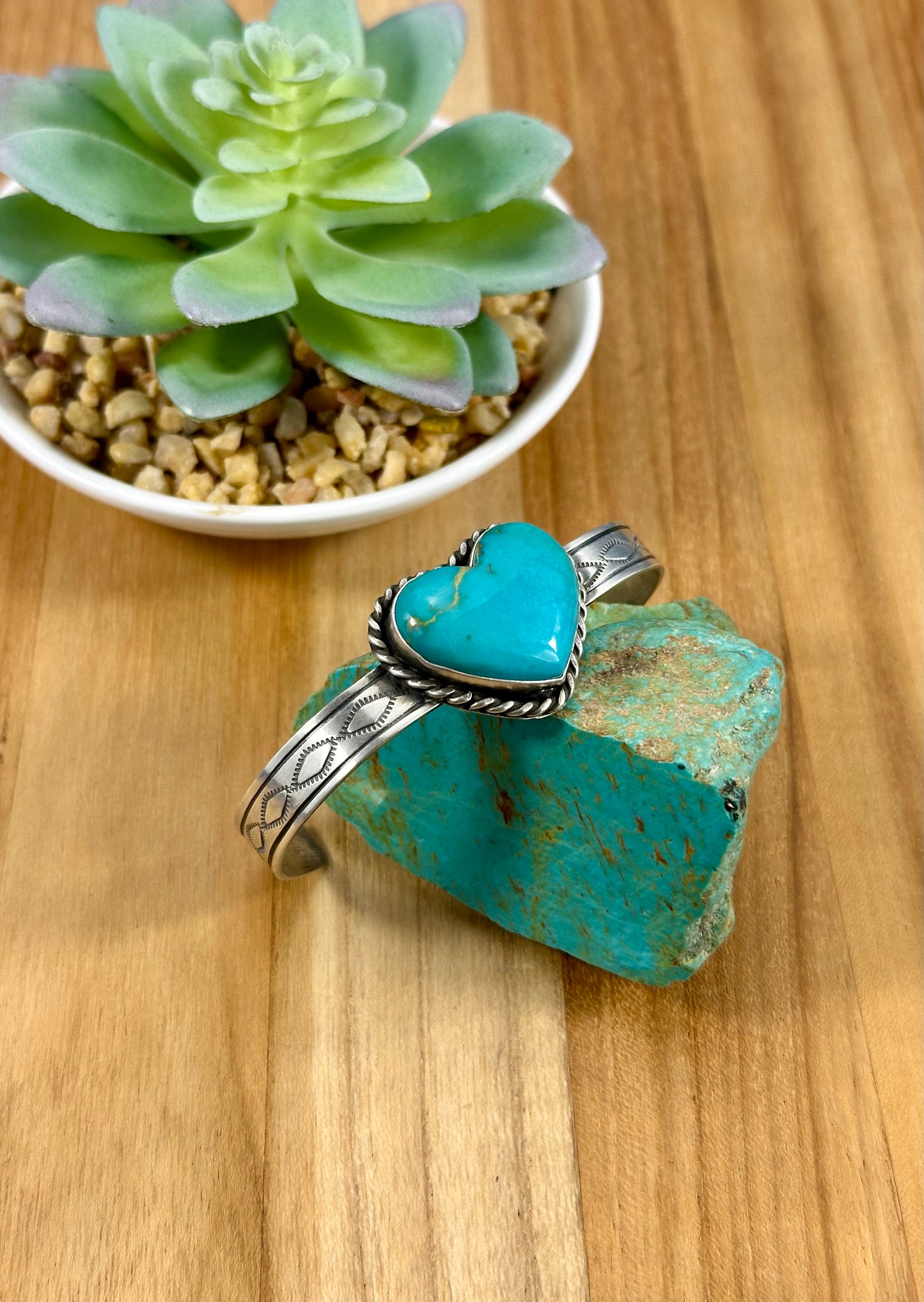 Kingman Heart Single Stone Cuff