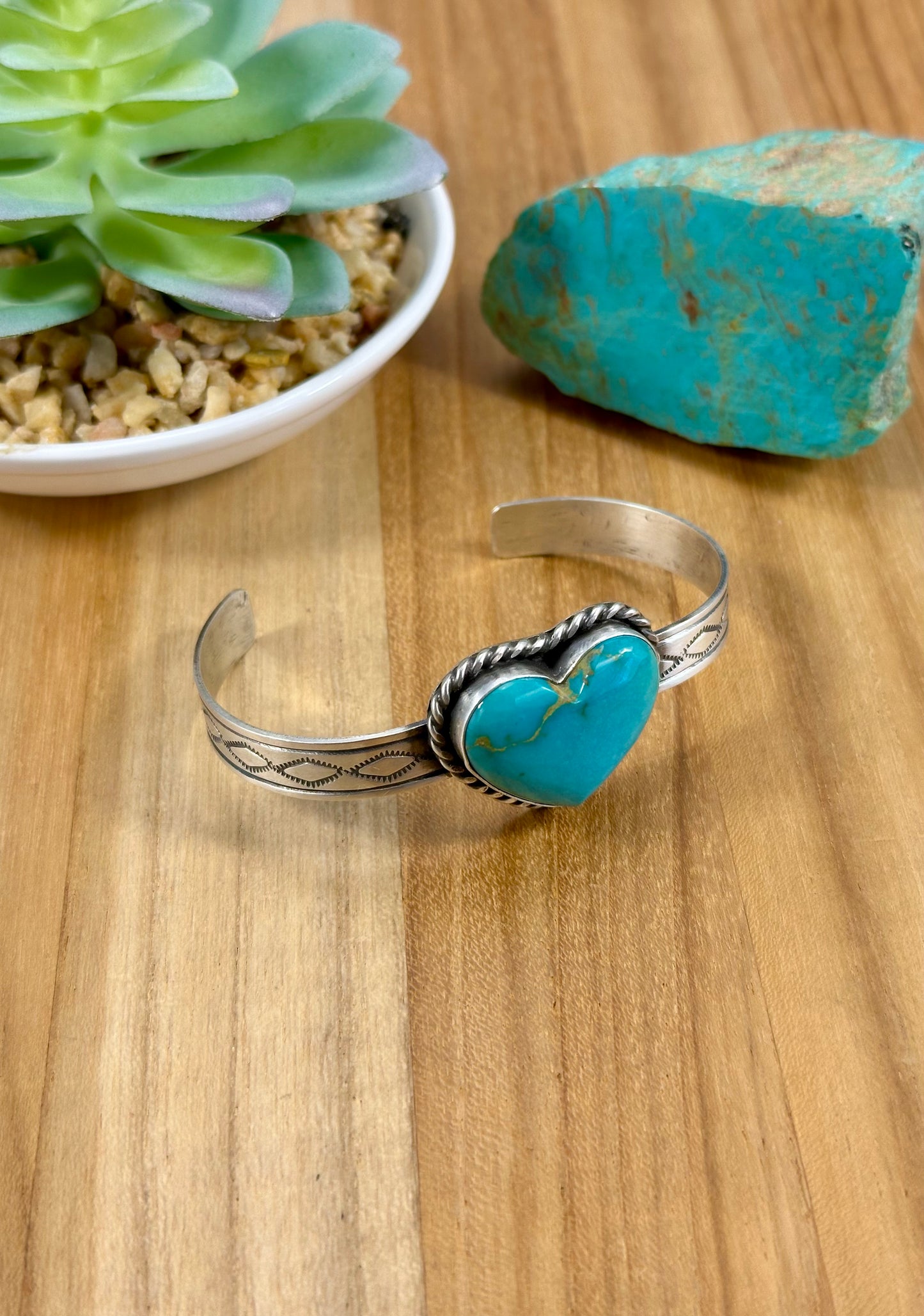 Kingman Heart Single Stone Cuff