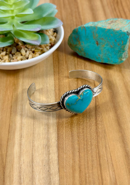 Kingman Heart Single Stone Cuff