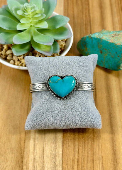 Kingman Heart Single Stone Cuff