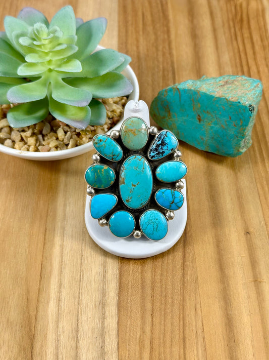 Kingman Turquoise Cluster Ring