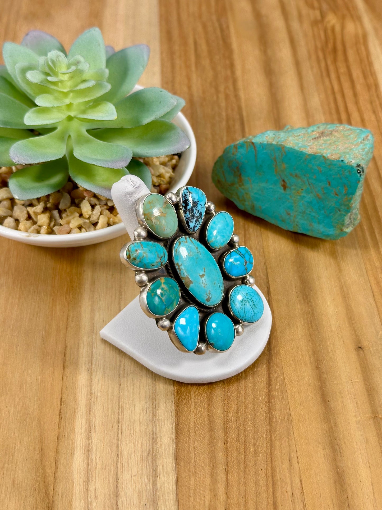 Kingman Turquoise Cluster Ring