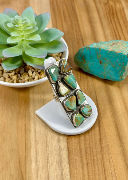 Rectangle Kingman Turquoise Cluster Ring