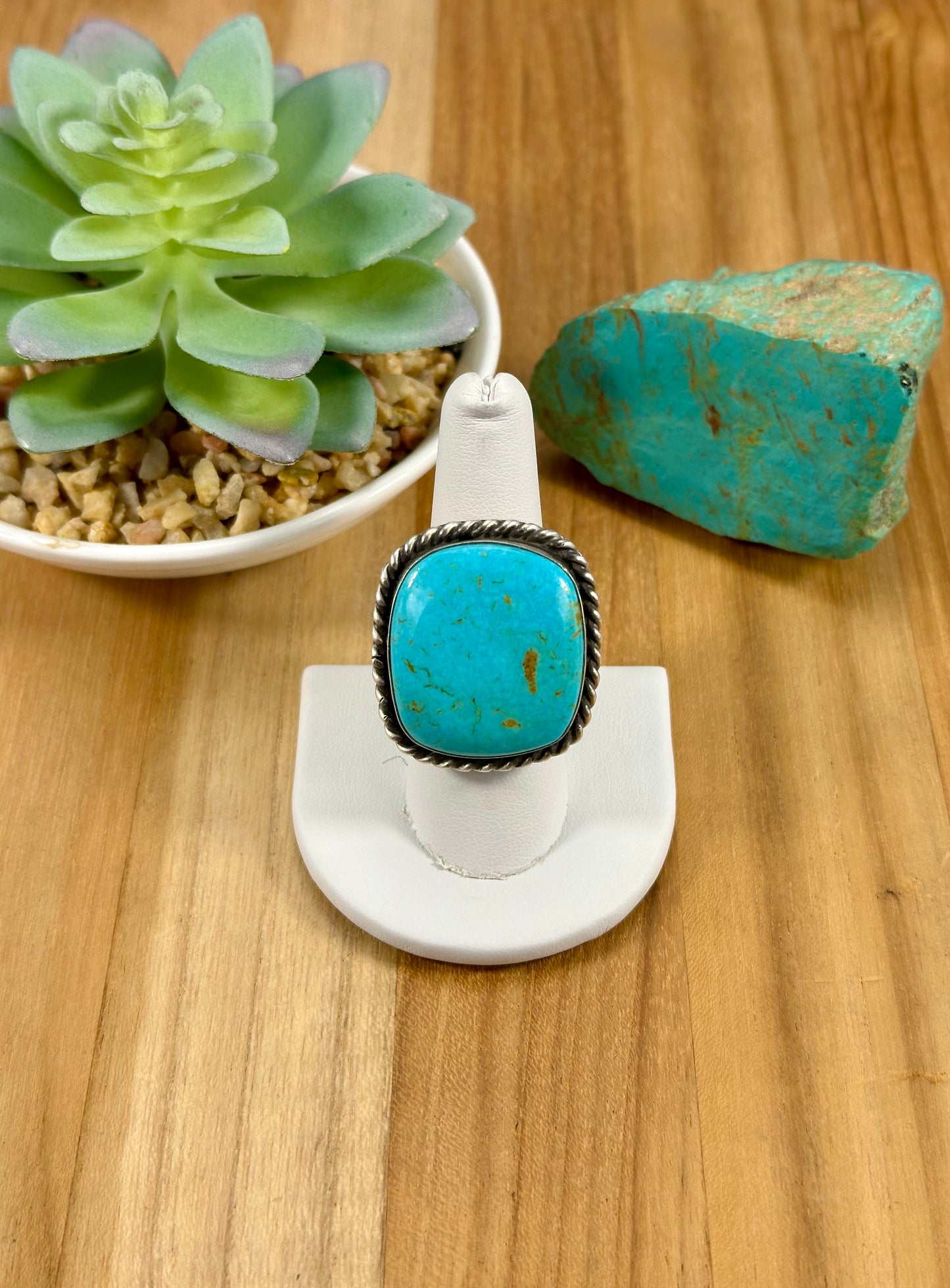Kingman Turquoise Square Sterling Ring