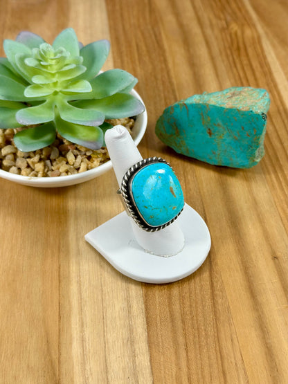 Kingman Turquoise Square Sterling Ring
