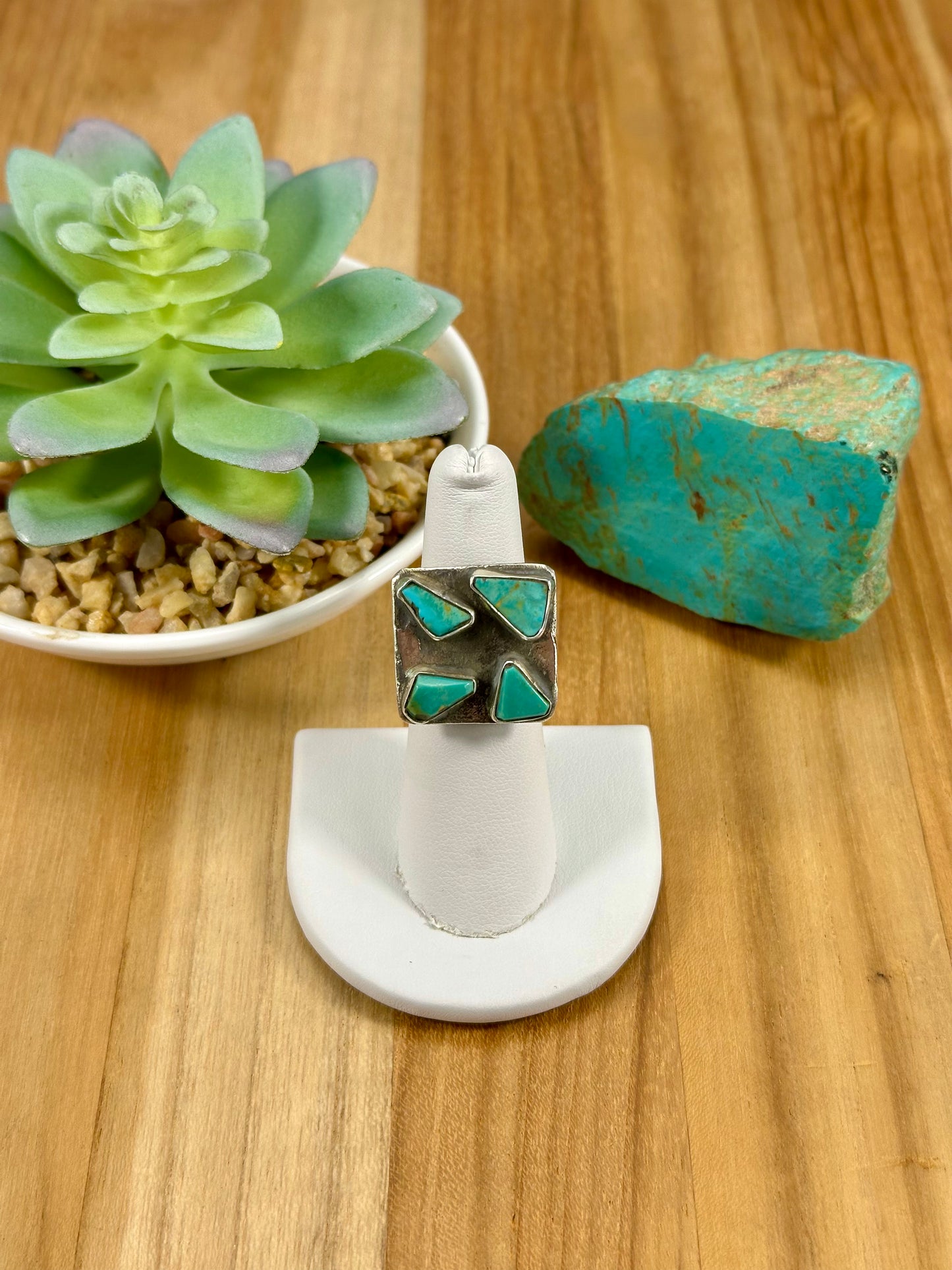 Kingman Turquoise 4 Stone Square Ring