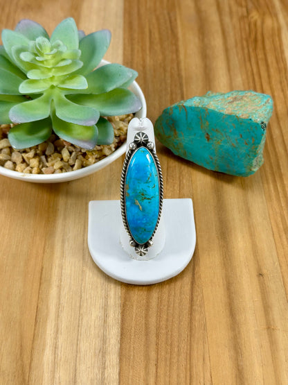 Kingman Turquoise Surfboard Sterling Ring