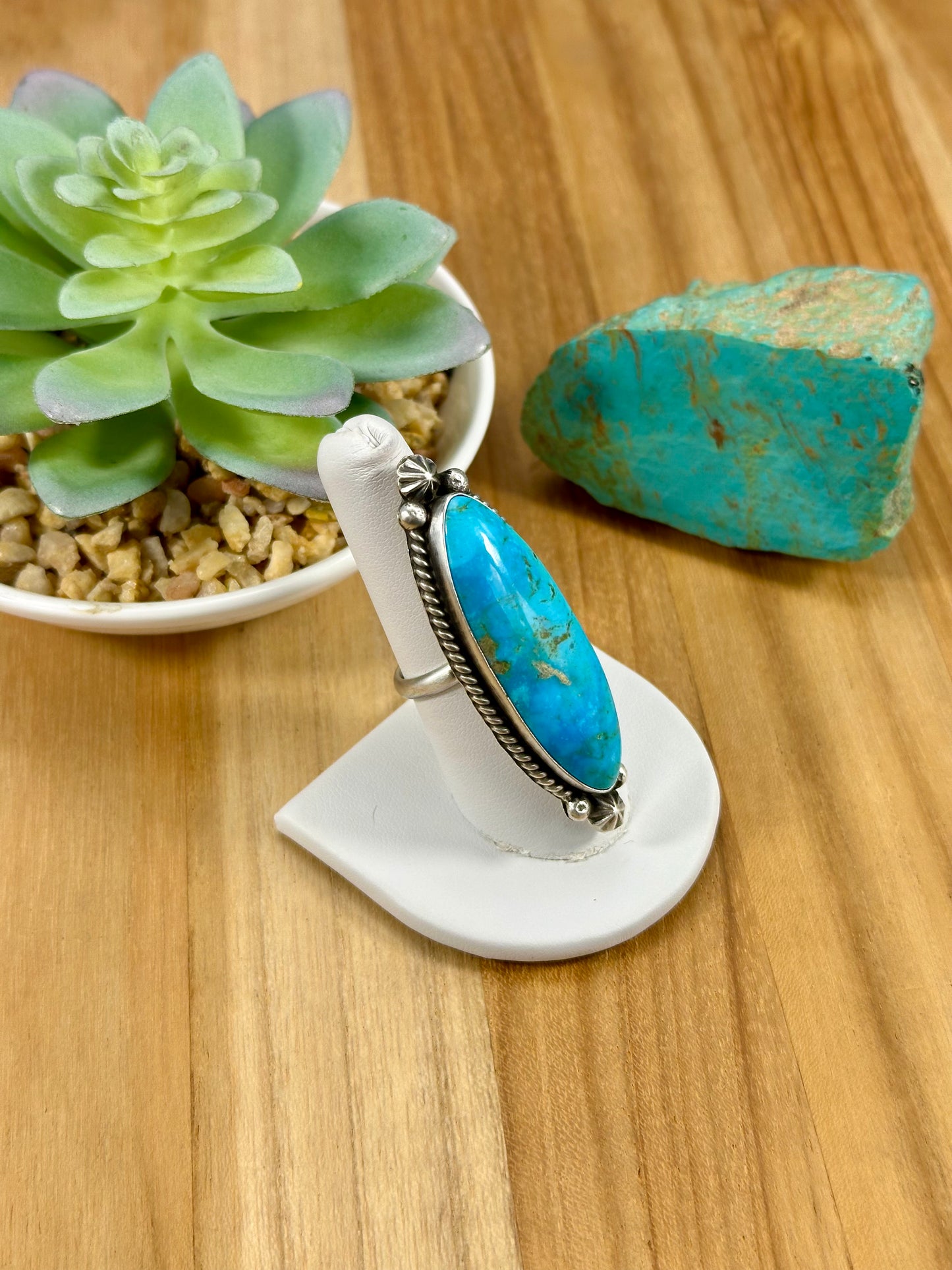 Kingman Turquoise Surfboard Sterling Ring