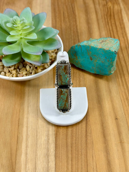 #8 Turquoise 2 Stone Sterling Ring