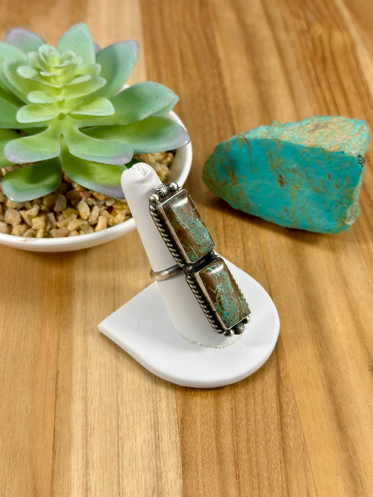 #8 Turquoise 2 Stone Sterling Ring