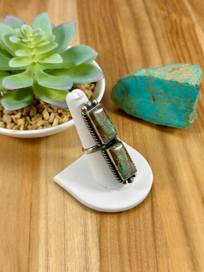 #8 Turquoise 2 Stone Sterling Ring