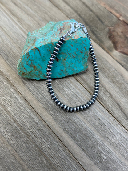 4MM Rondelle Sterling Pearl Bracelet