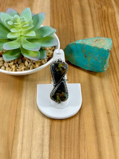 Blackjack 2 Stone Sterling Ring