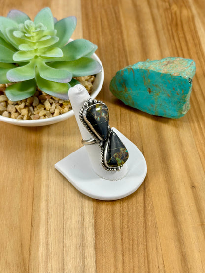Blackjack 2 Stone Sterling Ring