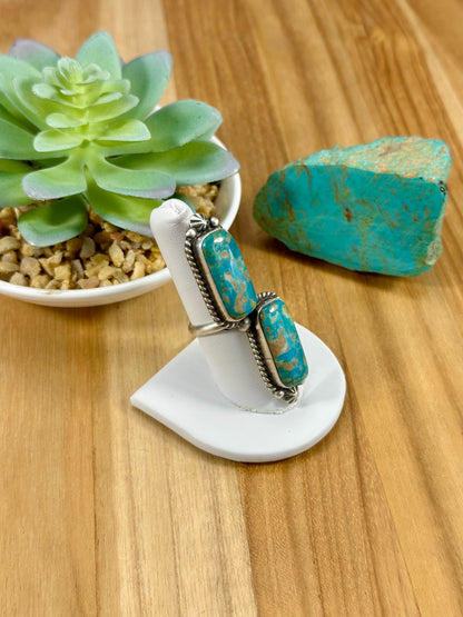 Kingman Turquoise 2 Stone Sterling Ring