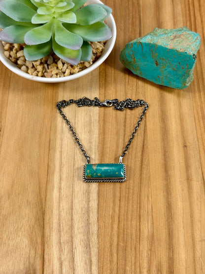 Kingman Turquoise Bar Sterling Necklace