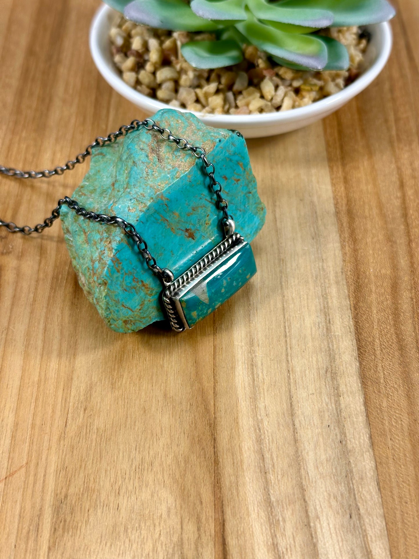Kingman Turquoise Bar Sterling Necklace