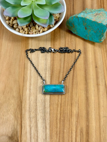 Kingman Turquoise Bar Sterling Necklace