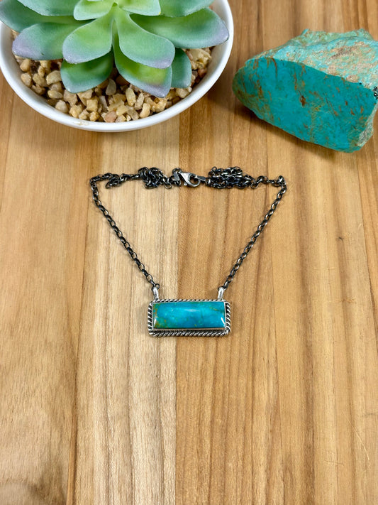 Kingman Turquoise Bar Sterling Necklace