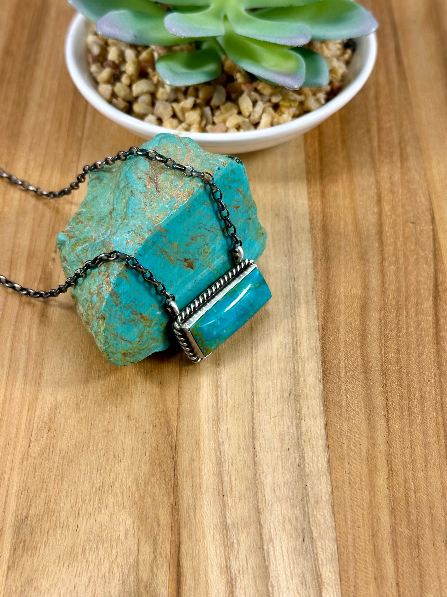 Kingman Turquoise Bar Sterling Necklace