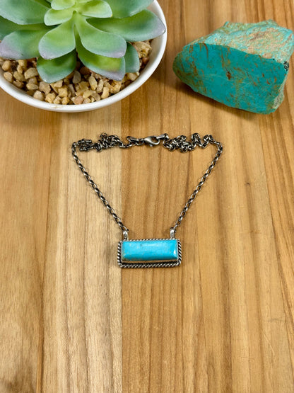 Kingman Turquoise Bar Sterling Necklace