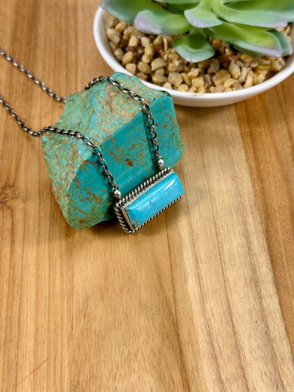 Kingman Turquoise Bar Sterling Necklace