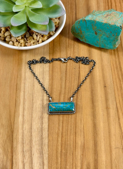 Kingman Turquoise Bar Sterling Necklace
