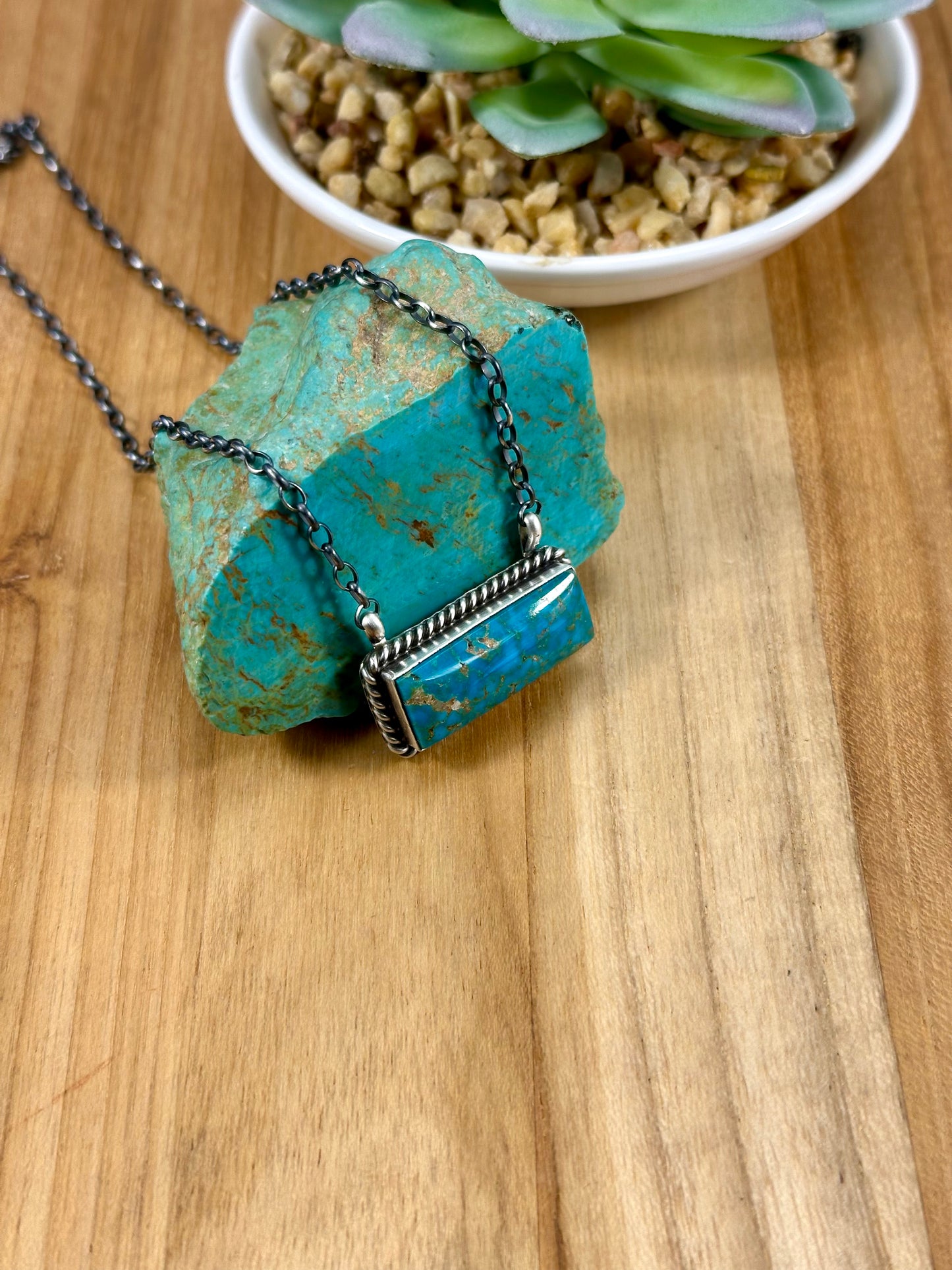 Kingman Turquoise Bar Sterling Necklace