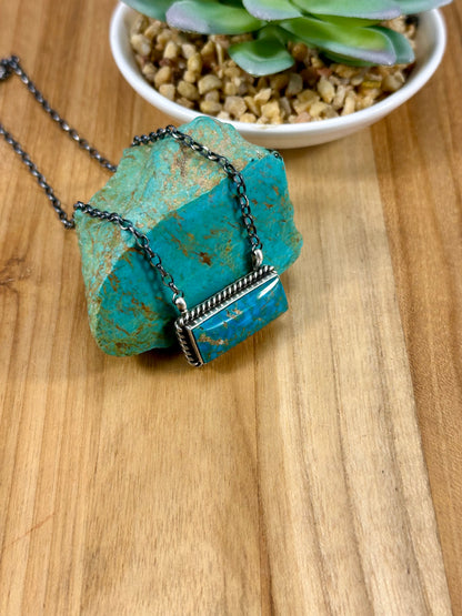 Kingman Turquoise Bar Sterling Necklace