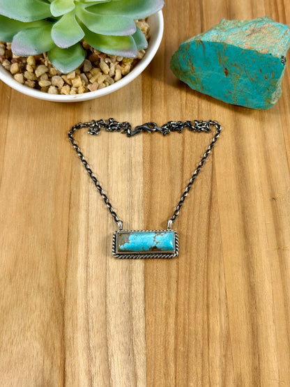 #8 Turquoise Bar Sterling Necklace