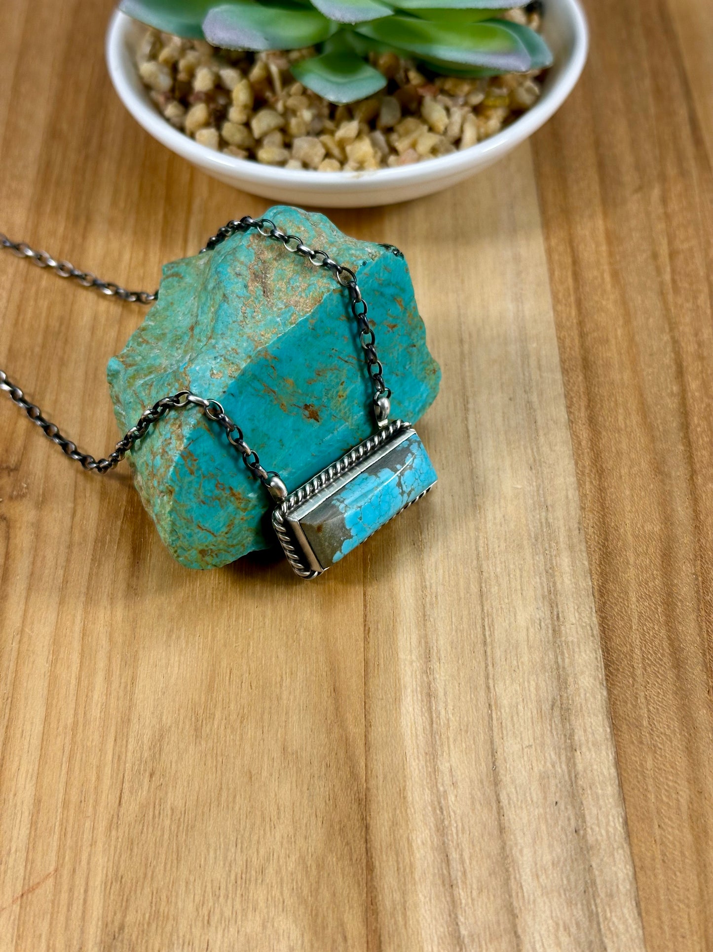 #8 Turquoise Bar Sterling Necklace