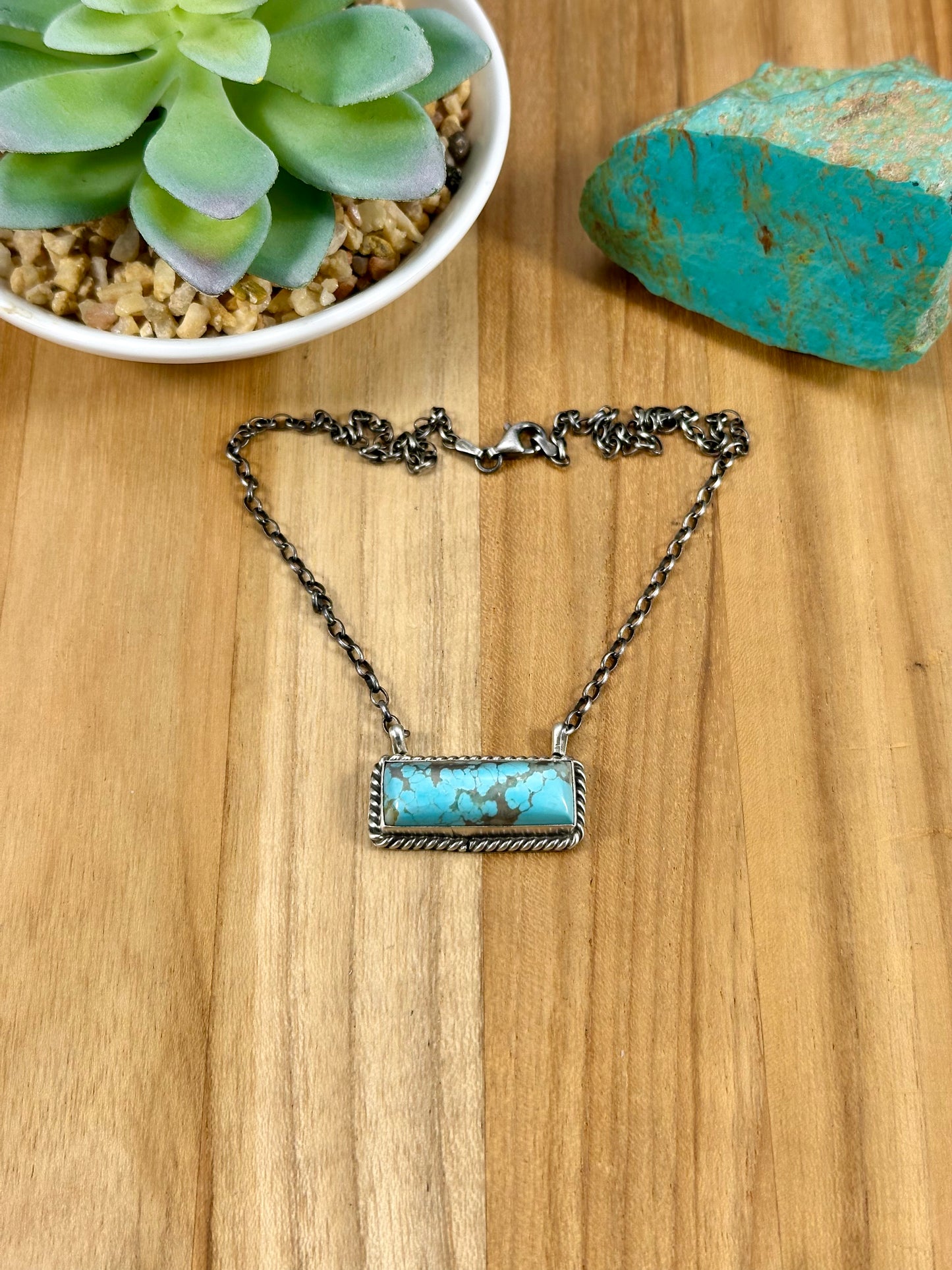 #8 Turquoise Bar Sterling Necklace