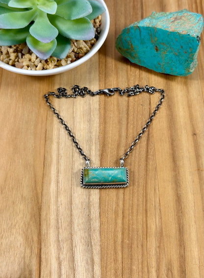 Kingman Turquoise Bar Sterling Necklace