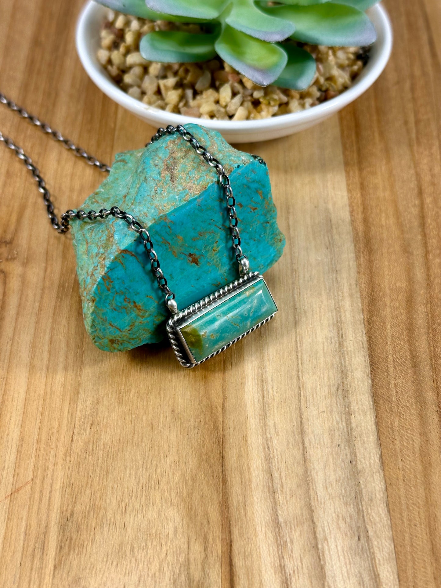 Kingman Turquoise Bar Sterling Necklace