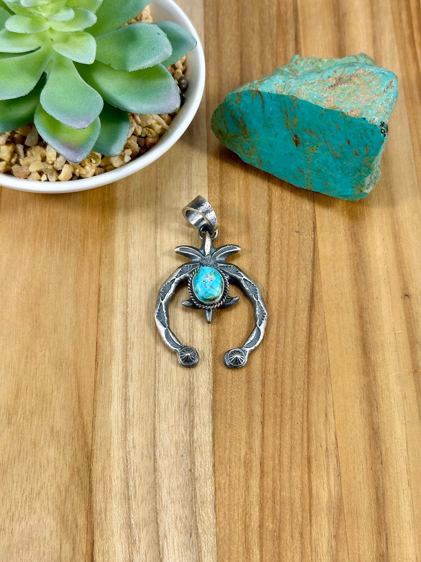 Kingman Turquoise Naja Sterling Silver Pendant