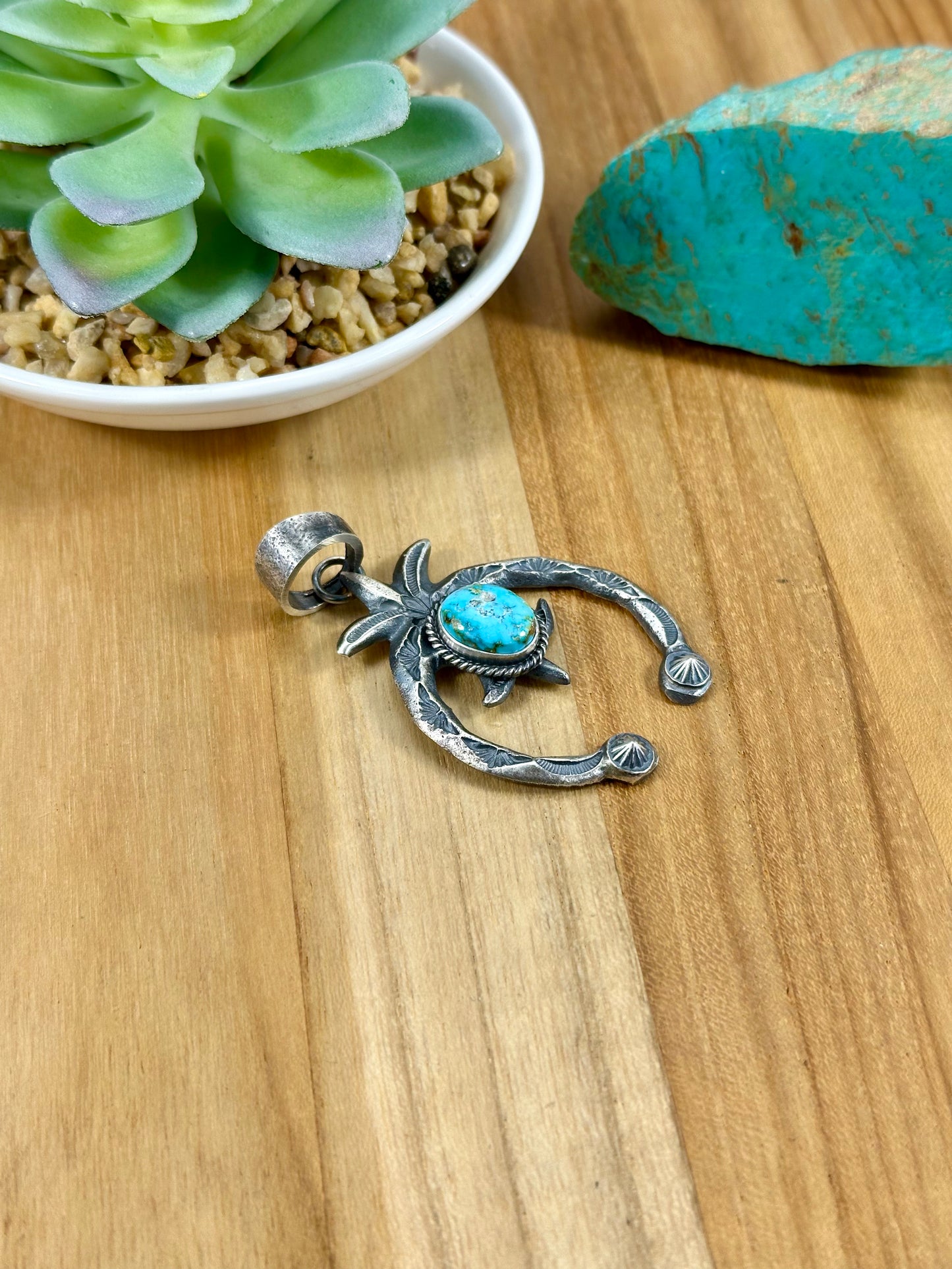 Kingman Turquoise Naja Sterling Silver Pendant