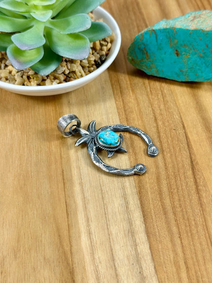 Kingman Turquoise Naja Sterling Silver Pendant