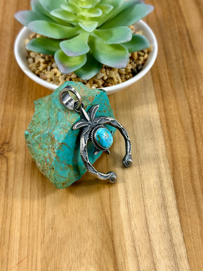 Kingman Turquoise Naja Sterling Silver Pendant