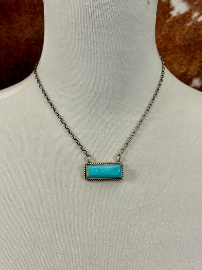 Kingman Turquoise Bar Sterling Necklace