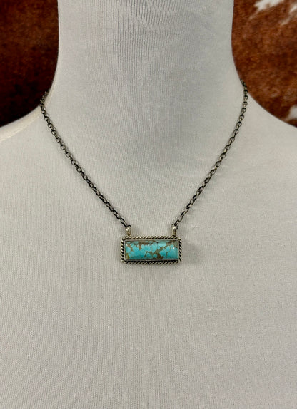 #8 Turquoise Bar Sterling Necklace