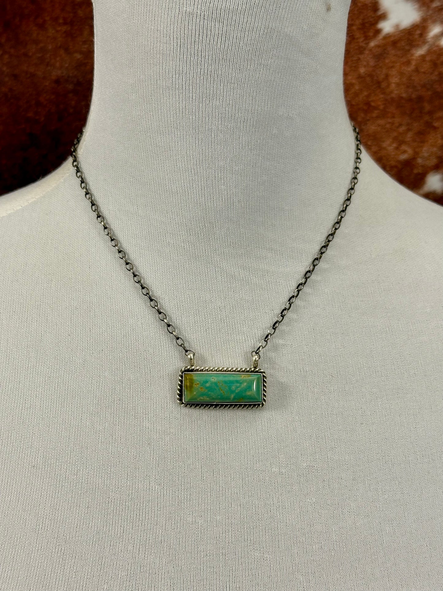 Kingman Turquoise Bar Sterling Necklace
