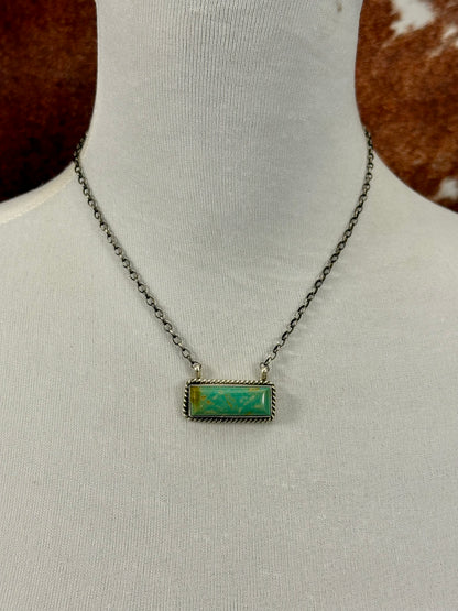 Kingman Turquoise Bar Sterling Necklace