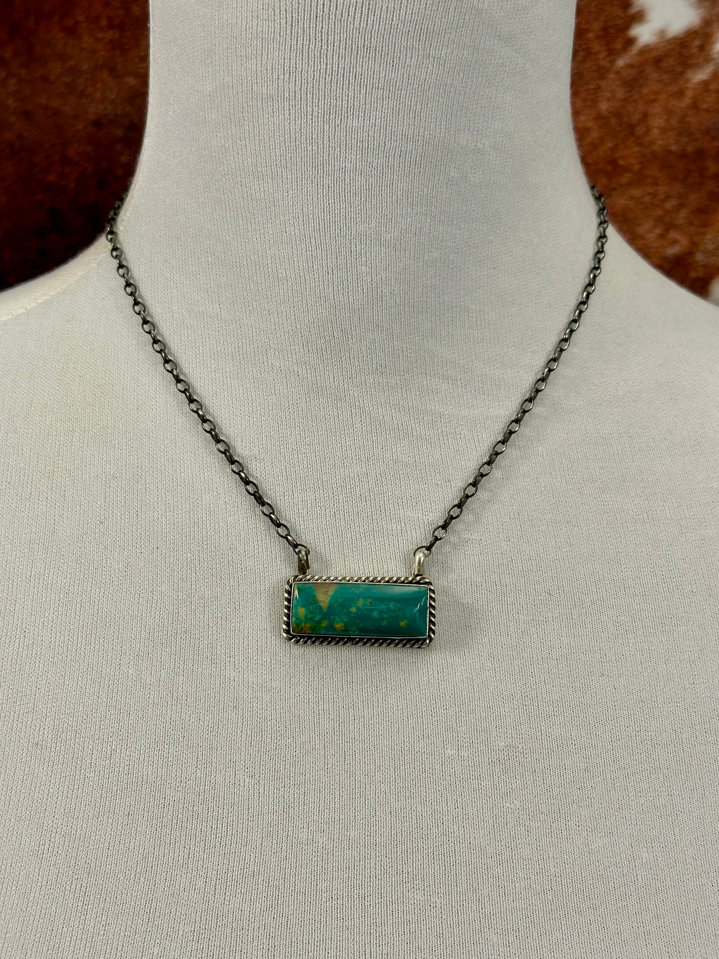 Kingman Turquoise Bar Sterling Necklace