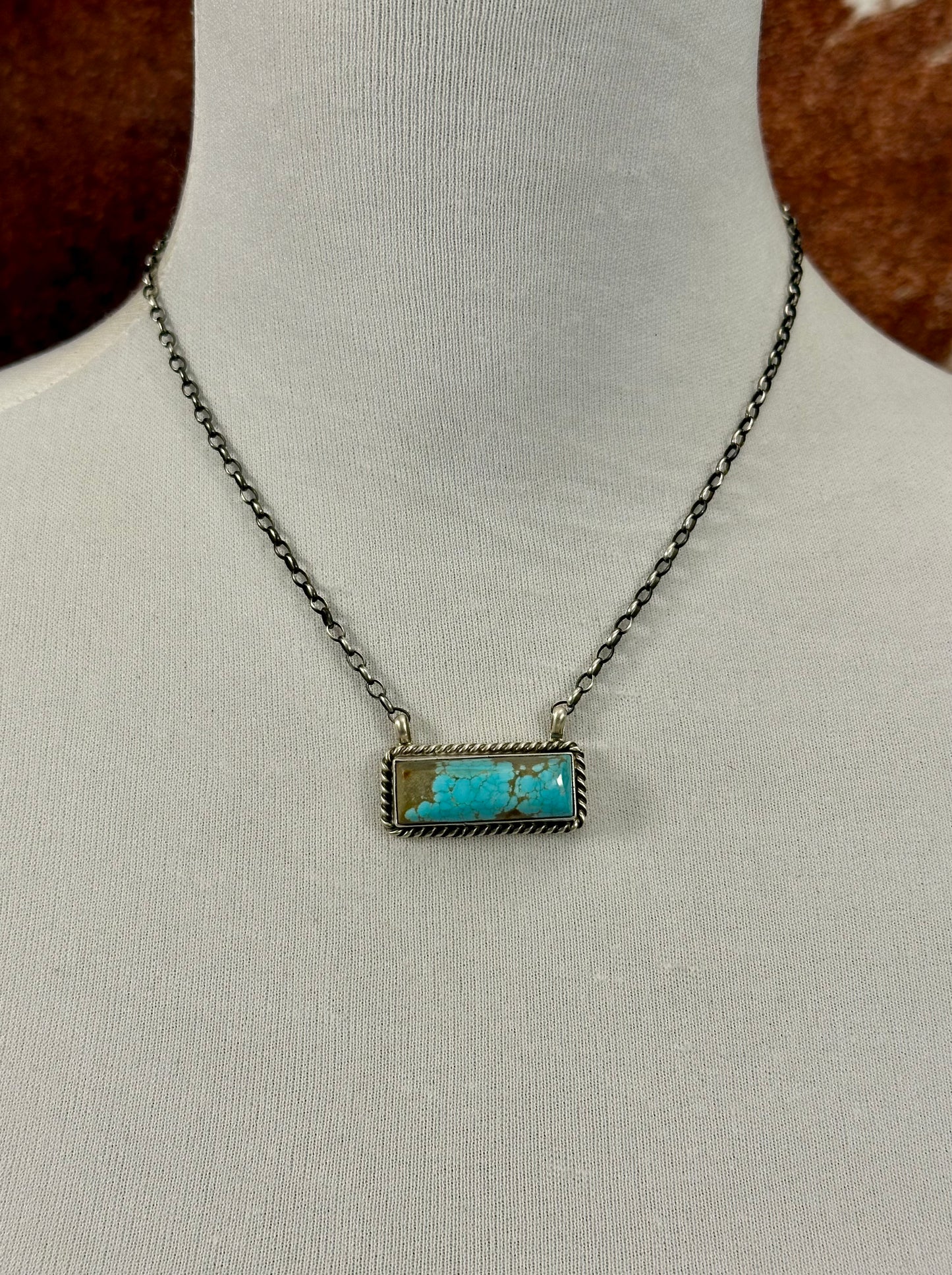 #8 Turquoise Bar Sterling Necklace