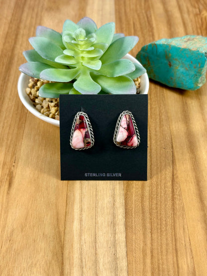 Dahlia Rose Triangle Stud Earrings
