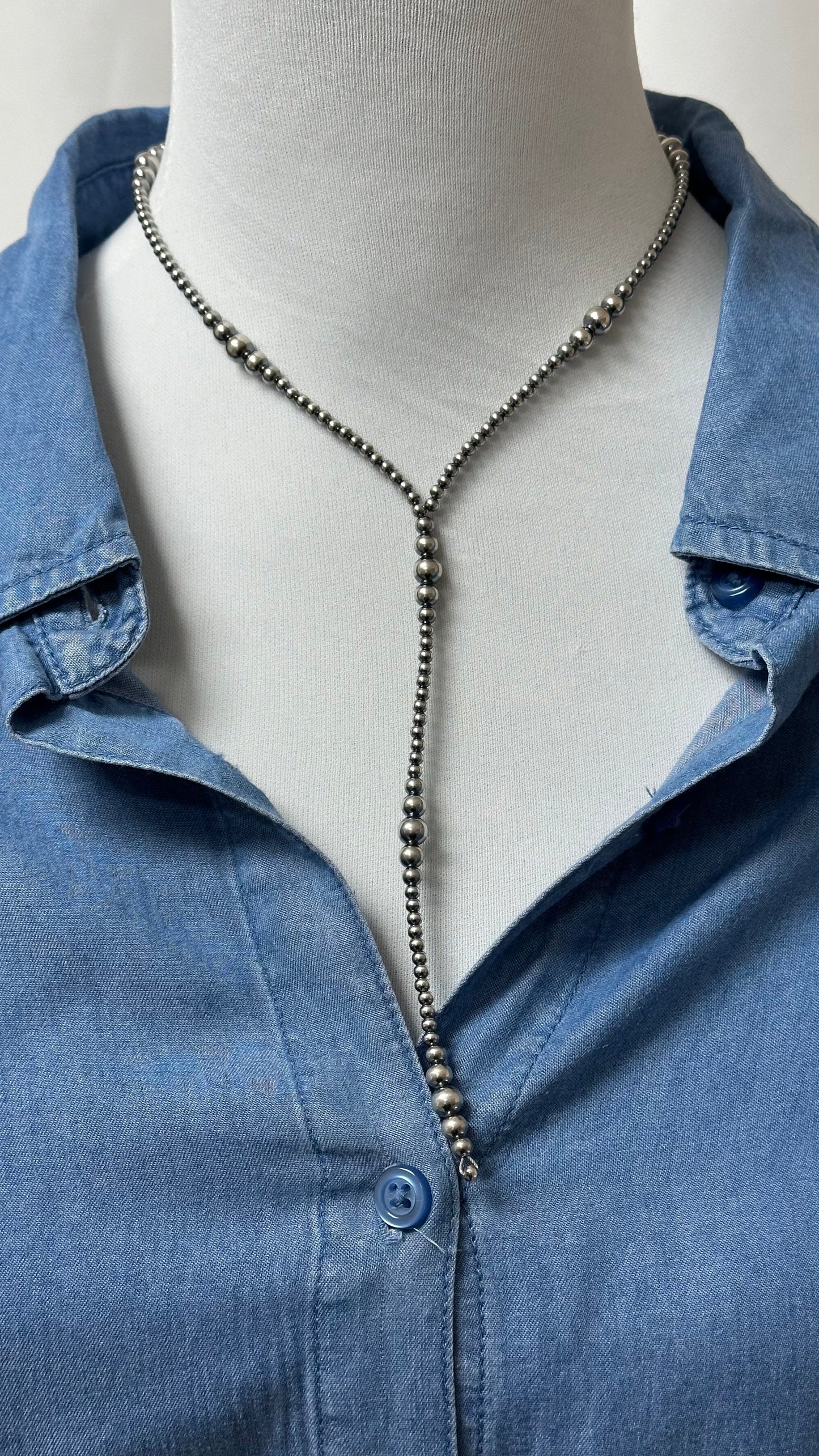 Navajo Style Pearl Y-Necklace