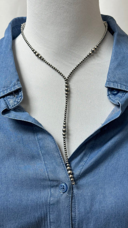 Navajo Style Pearl Y-Necklace